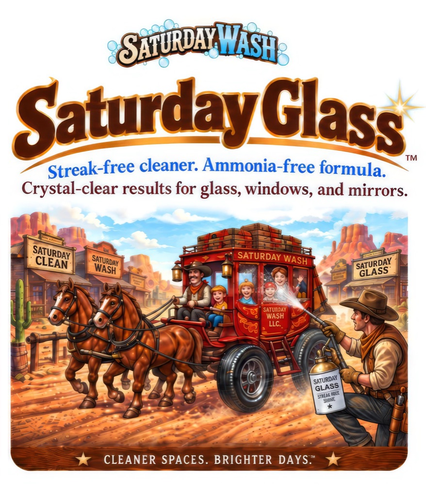 Front label of Saturday Glass.